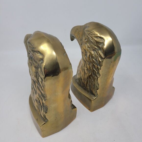 Eagle Head PAIR VTG Bookend or Brass Door Stopper Heavy "MadMen" 1950's Federal - Picture 4 of 13